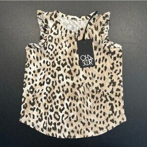 NWT Chaser Leopard Print Ruffle Tank Top, Girls Size 6